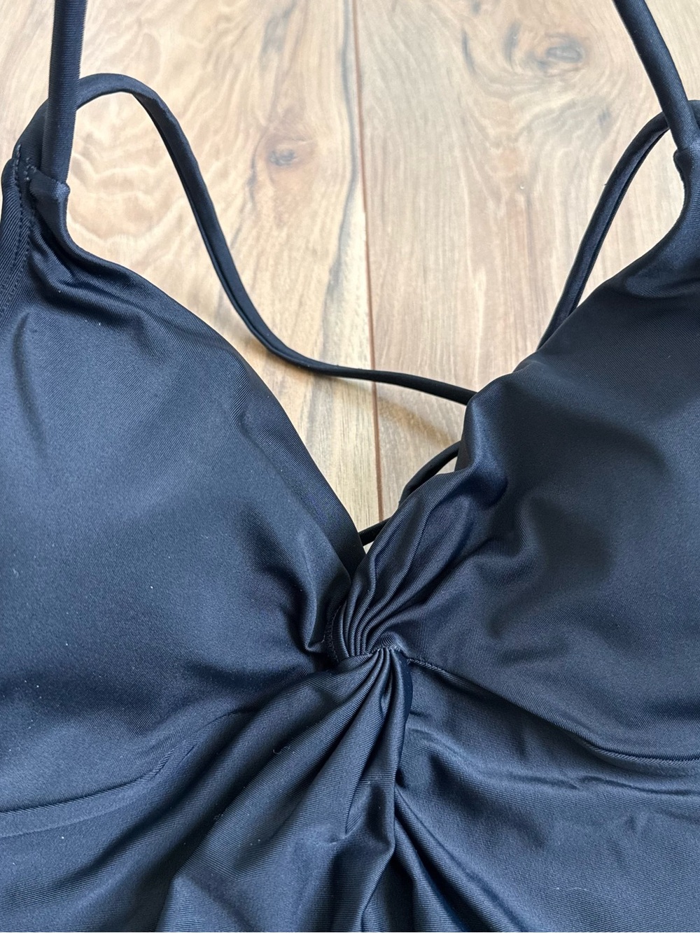 Time and Tru Black Twist Front One Piece Swimsuit Size M 8-10